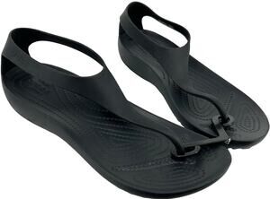 Brand New Womens Crocs Sexi Serena Flip Black Thong Sandals Comfort T-Strap sz 9